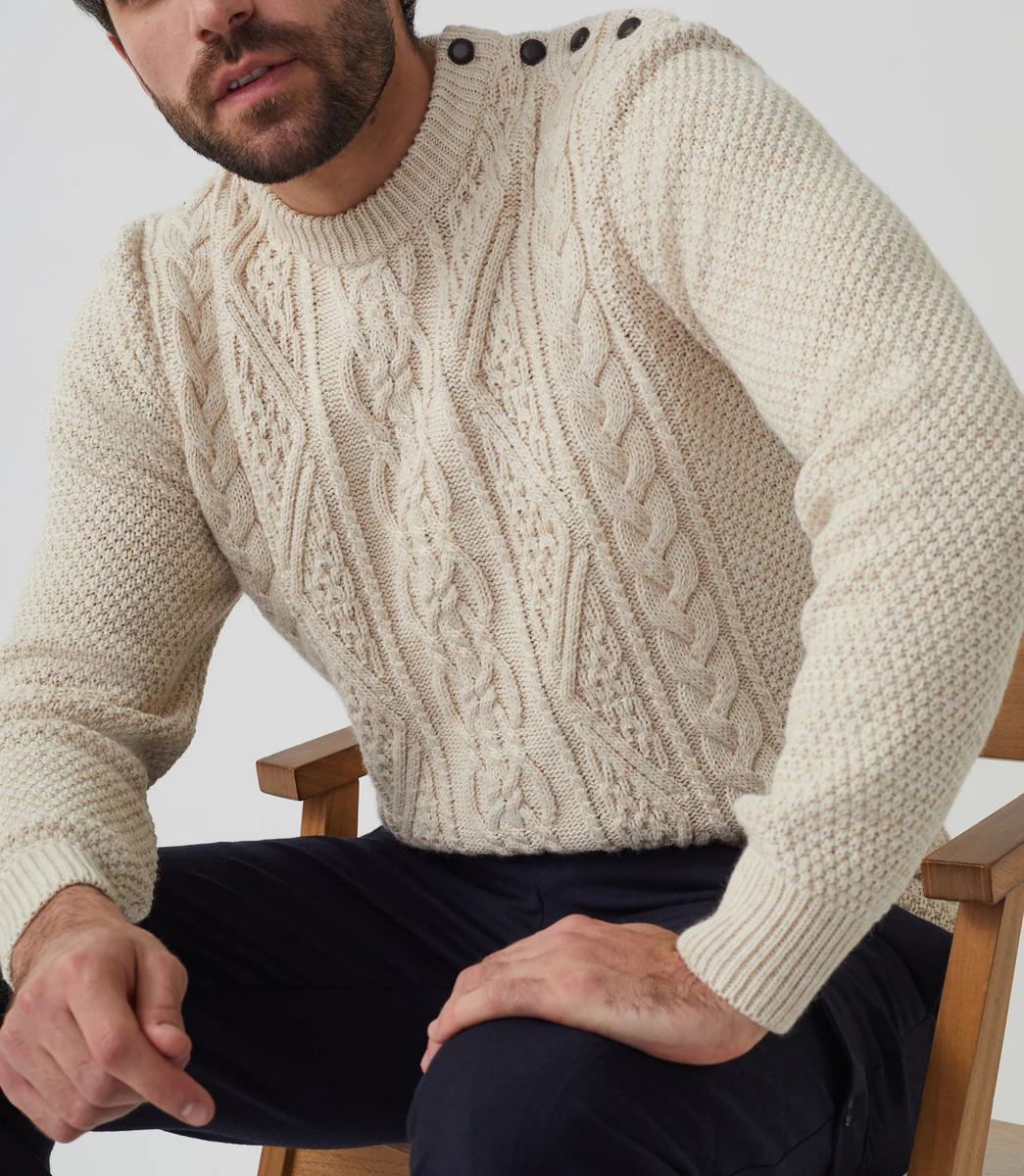 Pull col rond écru 