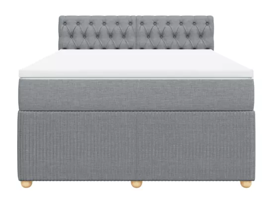 Sommier à lattes de lit avec matelas Gris clair 140x190cm Tissu