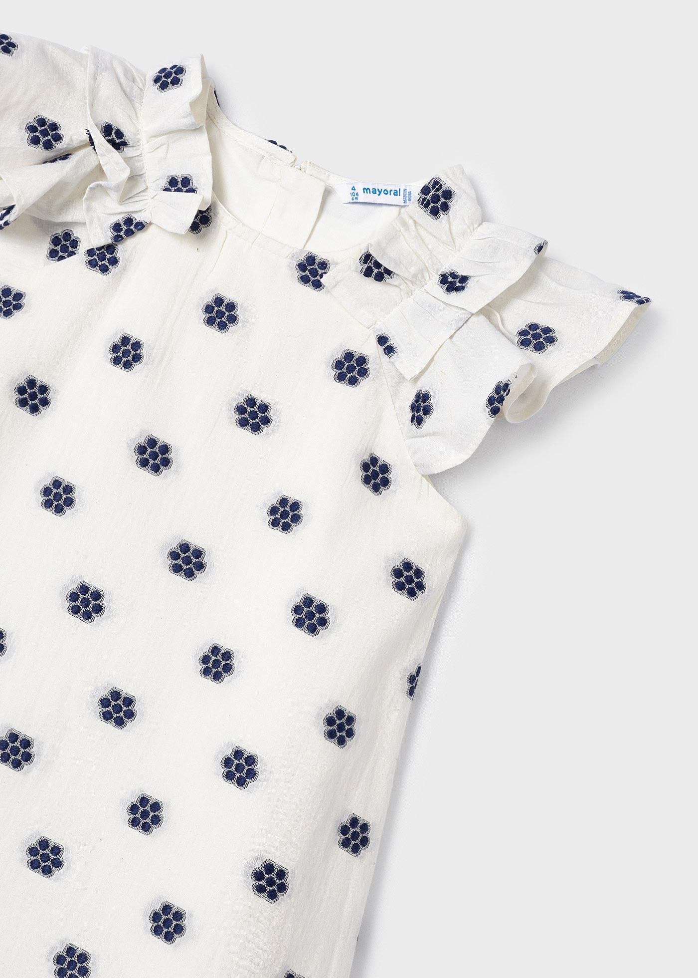 Vestido jacquard com babados para meninas