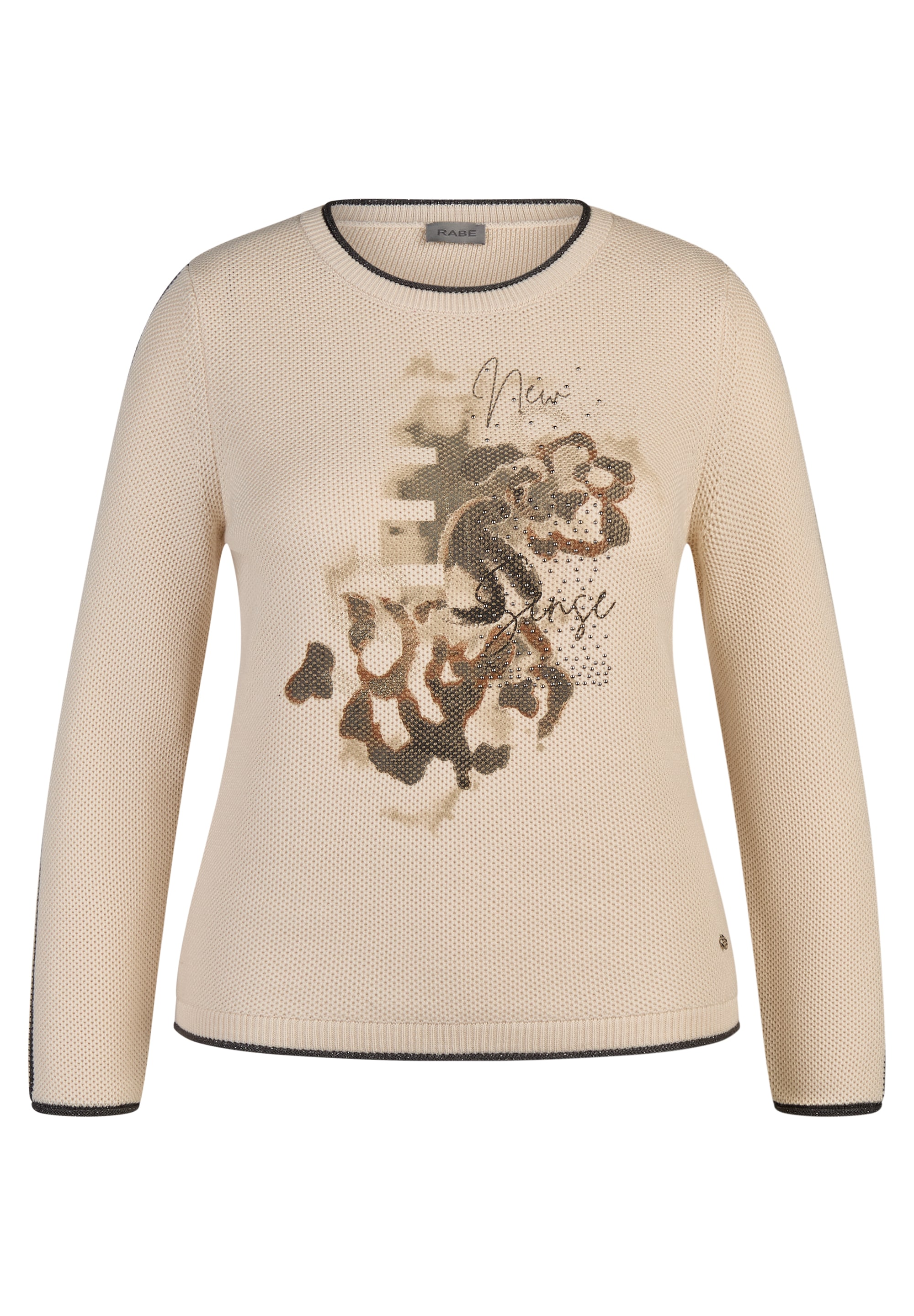 Rabe Rundhalspullover , mit intarsien Print