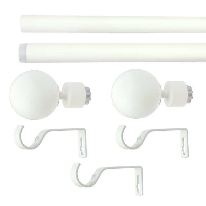 Kit de tringle à rideau extensible embout boule GoodHome 120/210cm, ⌀25/28mm blanc