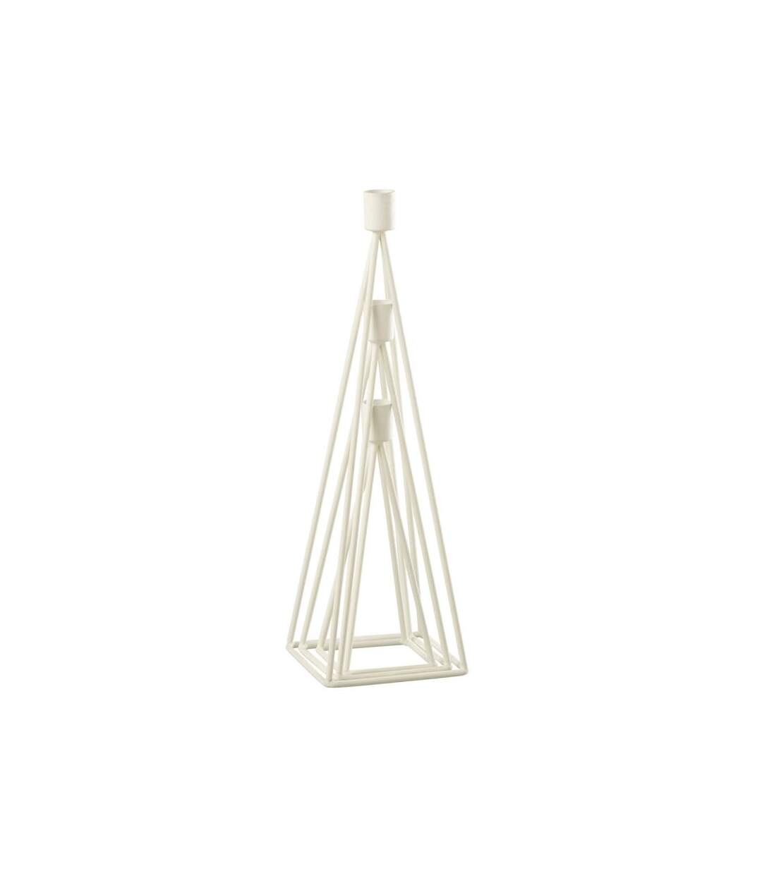 Paris Prix - Lot De 3 Bougeoirs Design désiré 38cm Blanc
