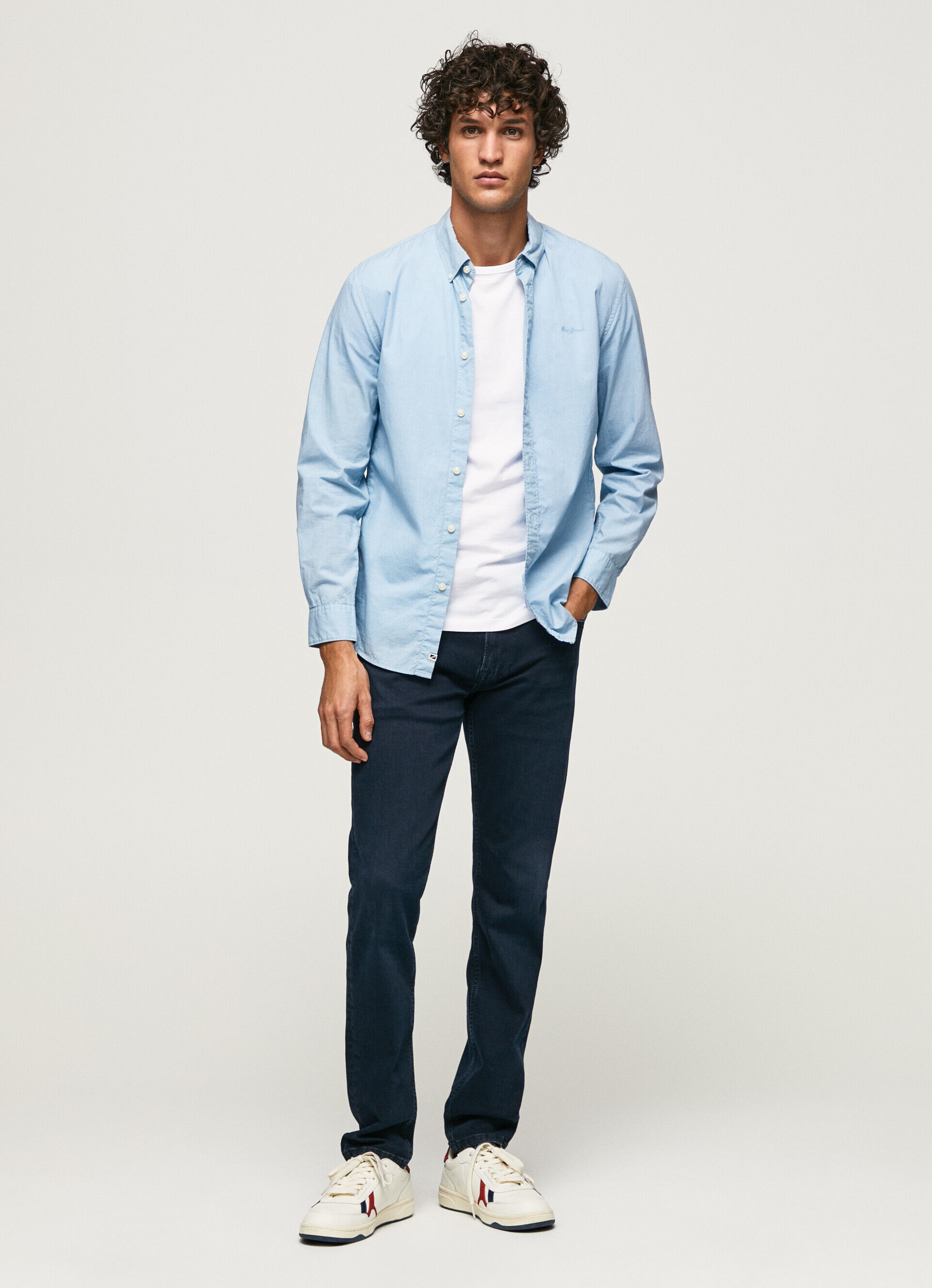 Camisa PEYTON FIT SLIM POPLIN - azul claro