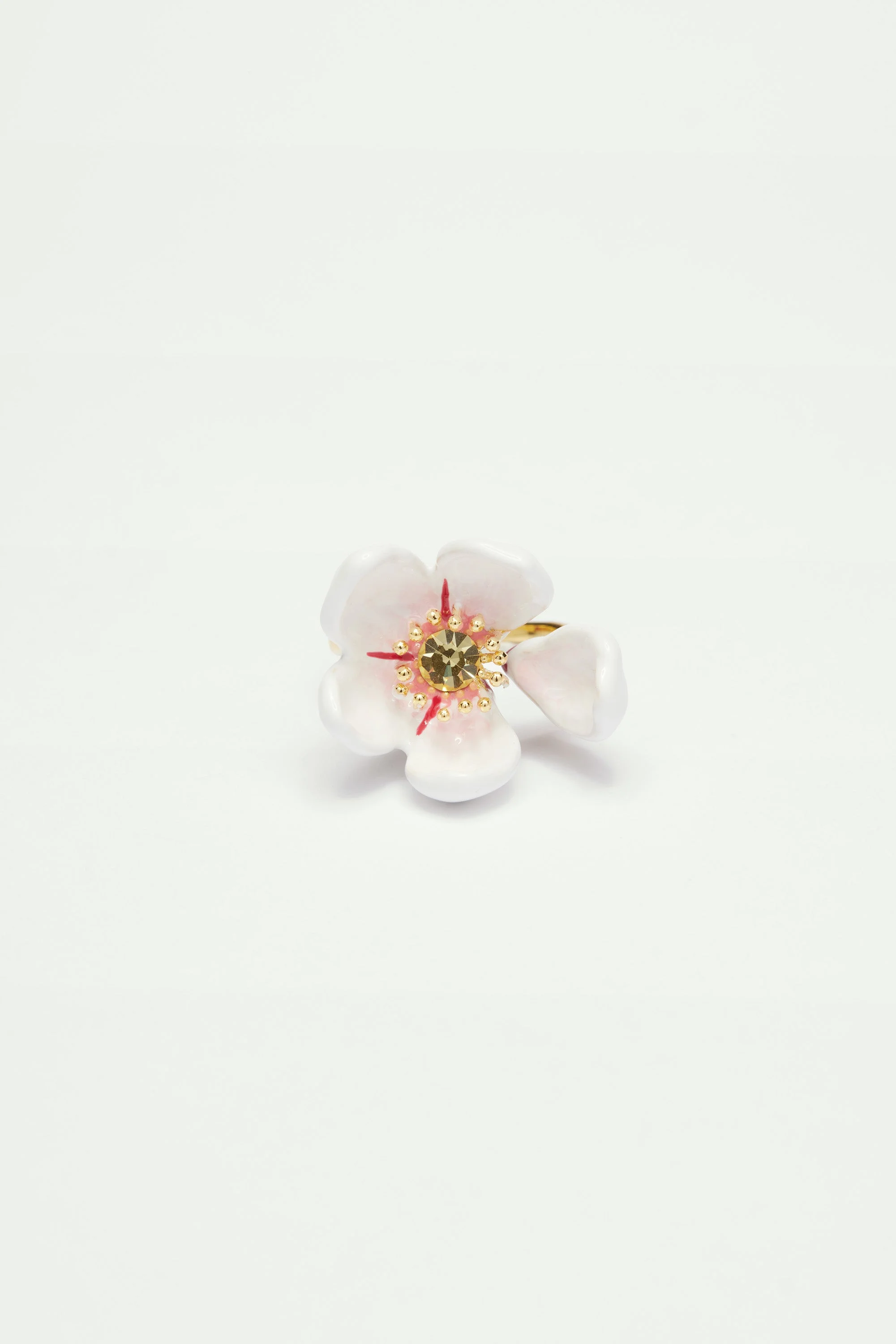 Bague ajustable fleurdu japon et pétale | Blanc