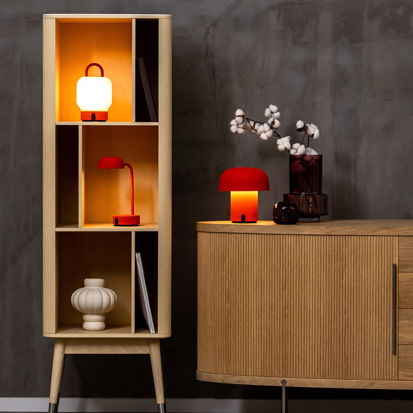Kooduu Lampe de table rechargeable Fokus orange - 20x10x25 cm