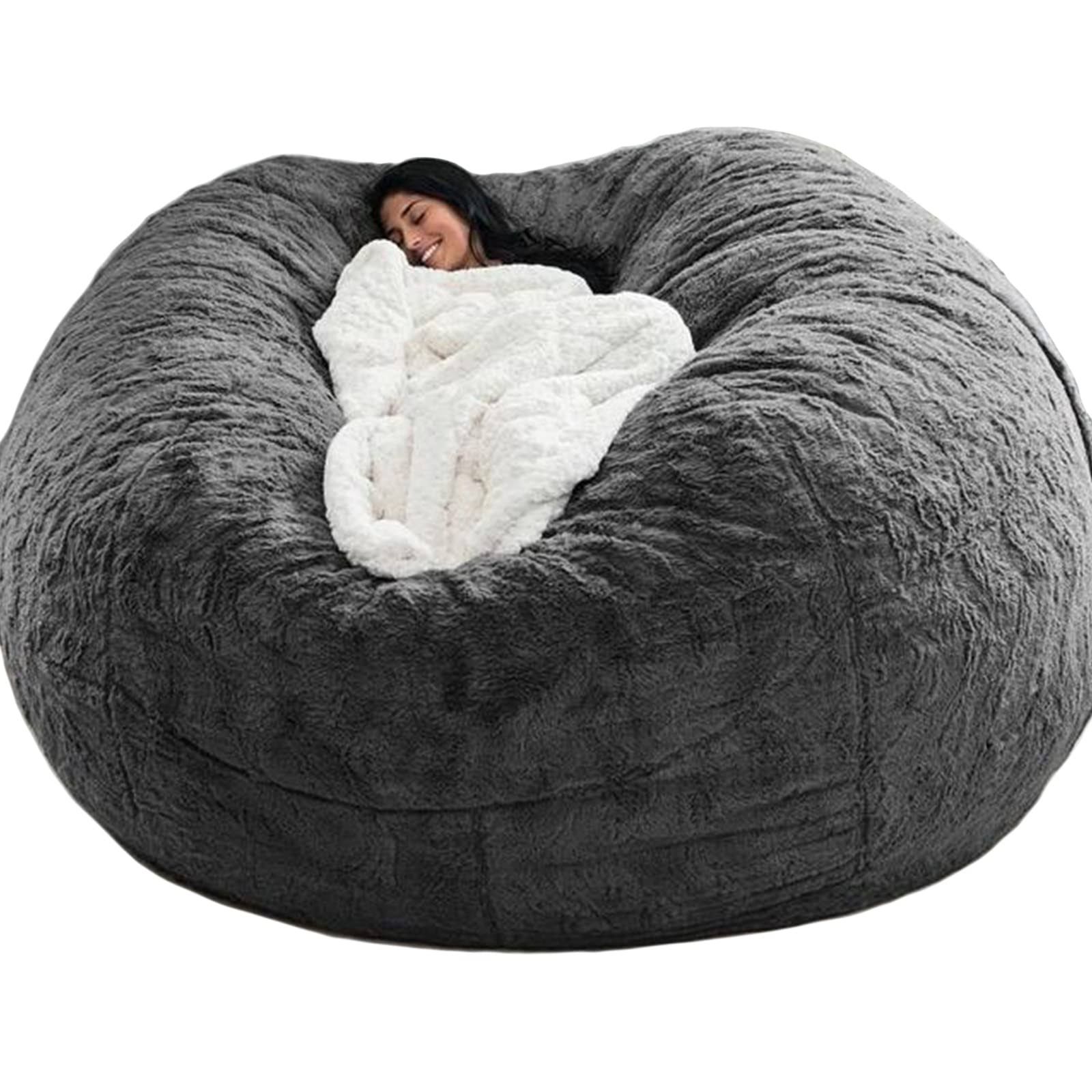 GXSDYYDS Sitzsack, Bean Bag, XXL-Sitzsäcke Flauschig kuschelig Sitzsack Stuhlbezug für Erwachsene(ohne Füllung) Waschbar 180*90cm Dunkelgrau
