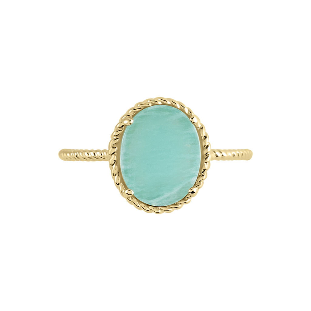 Bague Leeve Plaqué Or Jaune Amazonite
