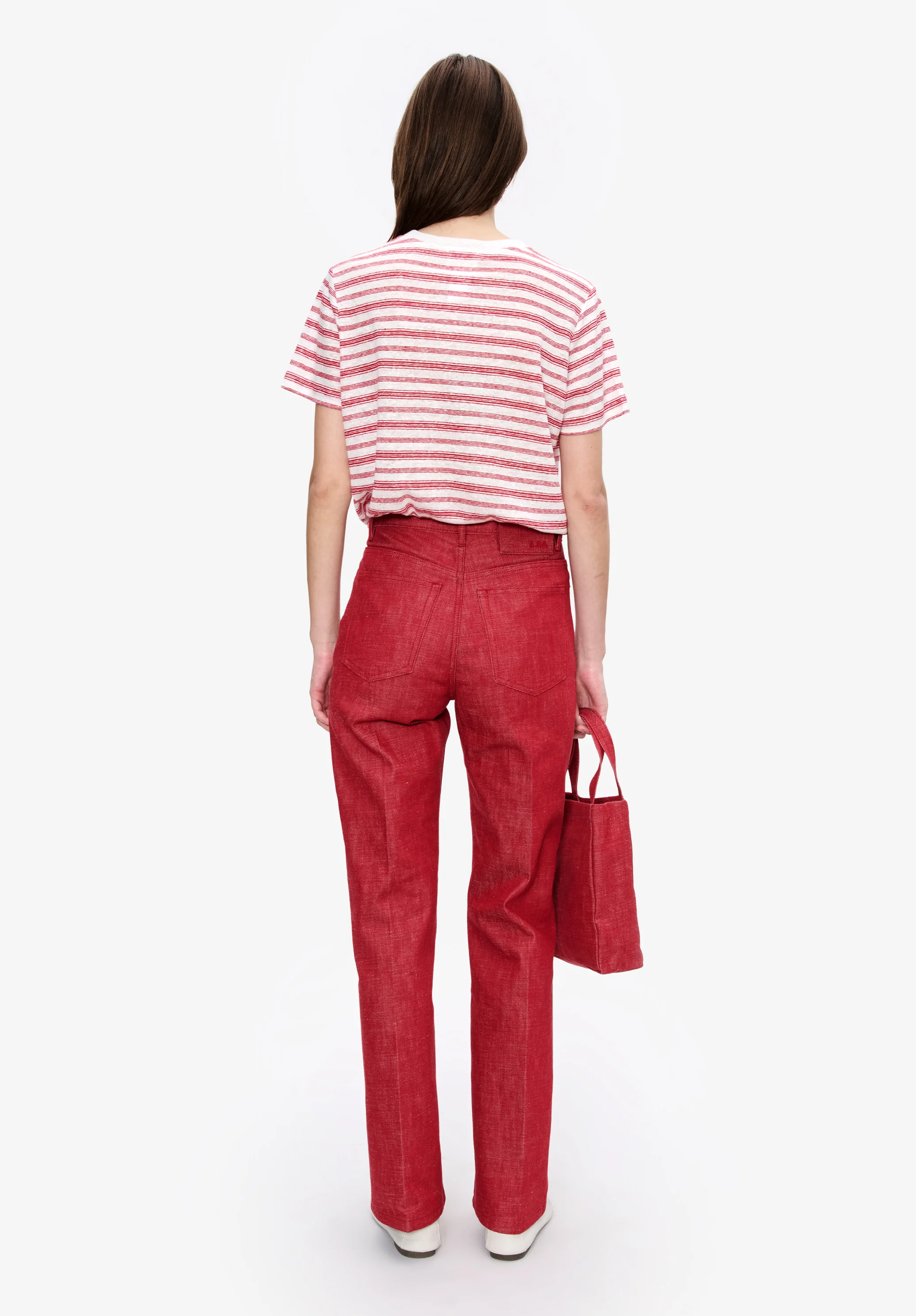 top manches courtes raye - Rouge