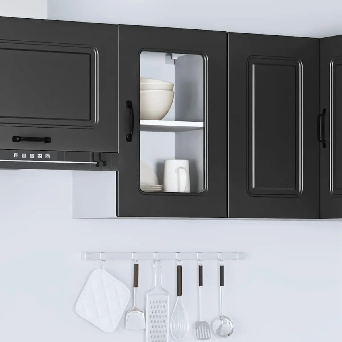 VidaXL Armoire Murale Cuisine Verre Kalmar Noir