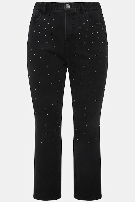 Mom-Jeans, Wide Legs, Strass-Steine, 5-Pocket, Zippfly