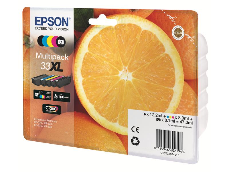 Epson Tinte Nr. 33XL / C13T33574011 BK, BK Photo, C, M, Y Druckerpatrone:Schwarz, Photo Black, Cyan, Magenta und Gelb