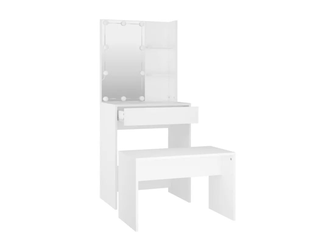 Ensemble de coiffeuse avec LED Blanc Bois d'ingénierie