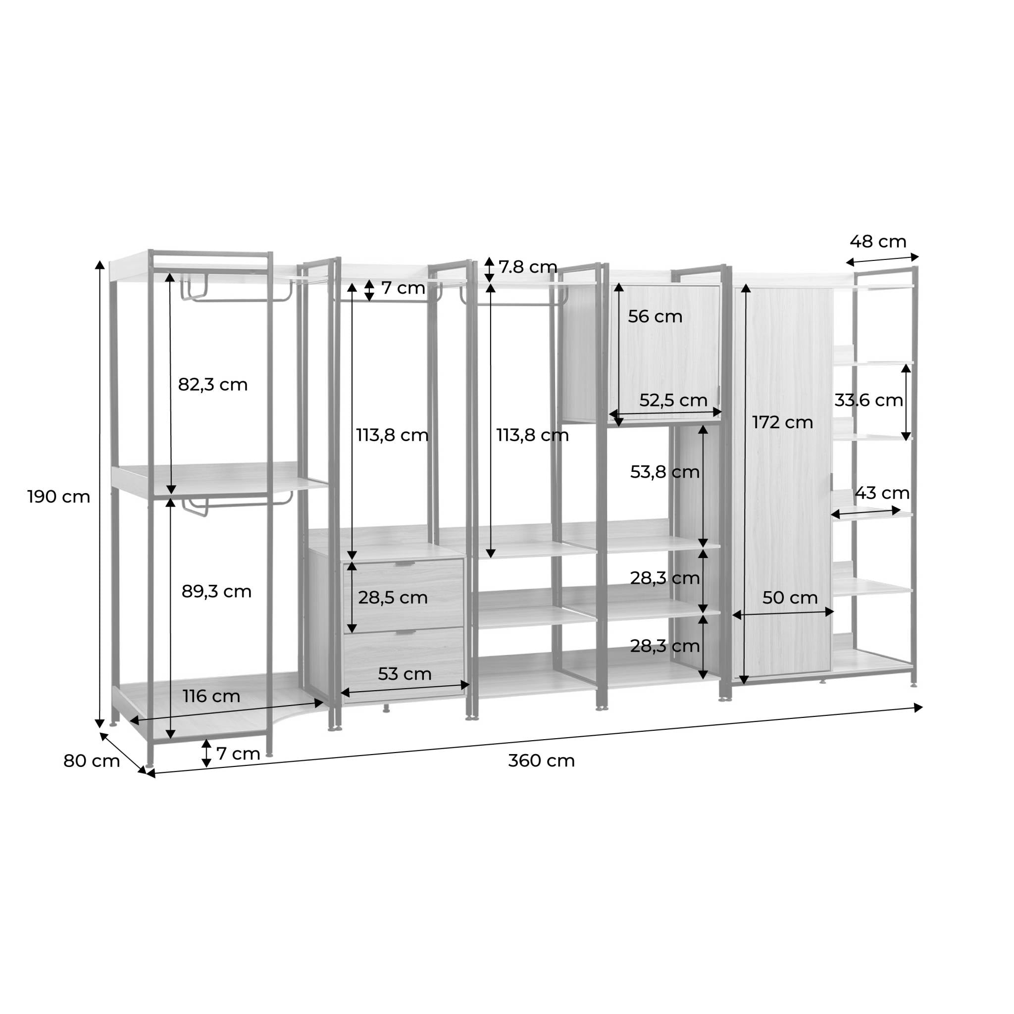 sweeek - Modulaire kledingkast met 5 eenheden
