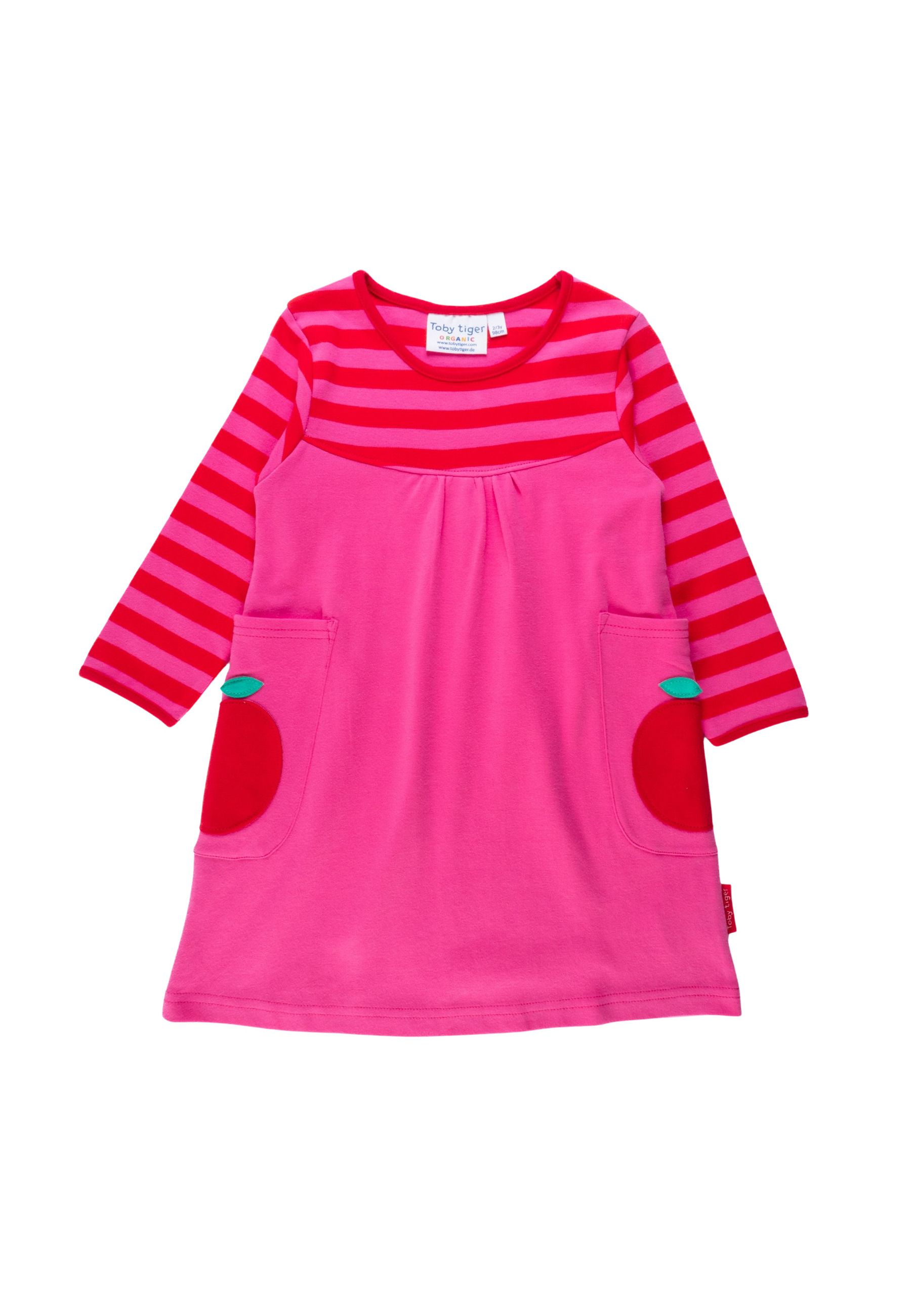 Toby Tiger Langärmeliges Kleid mit Apfel-Applikation