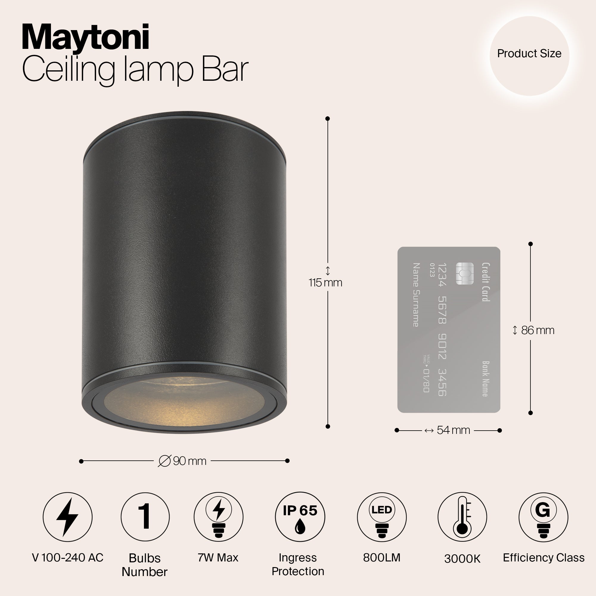 Maytoni Outdoor - Plafondlamp Bar - Grafiet - Ã9