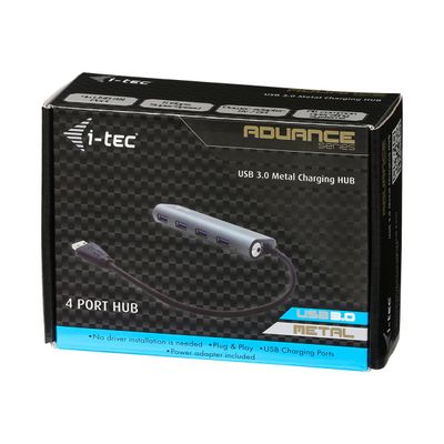 i-Tec USB 3.0 Metal Charging HUB - Hub - 4 x SuperSpeed USB 3.0 - de bureau