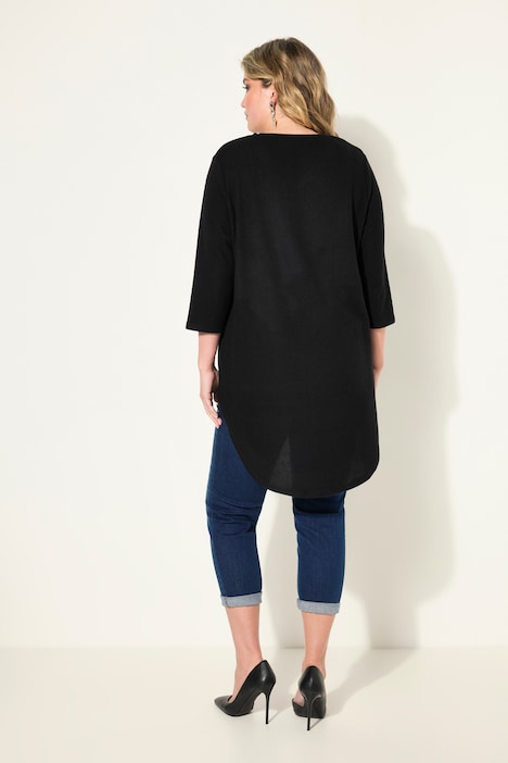 Pullover, A-Linie, gerundeter Saum, 3/4-Ärmel