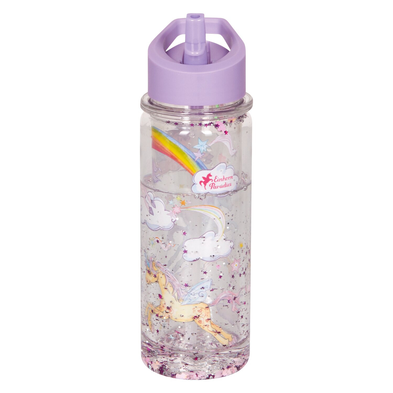 DIE SPIEGELBURG Glitzer Trinkflasche Einhorn-Paradies -