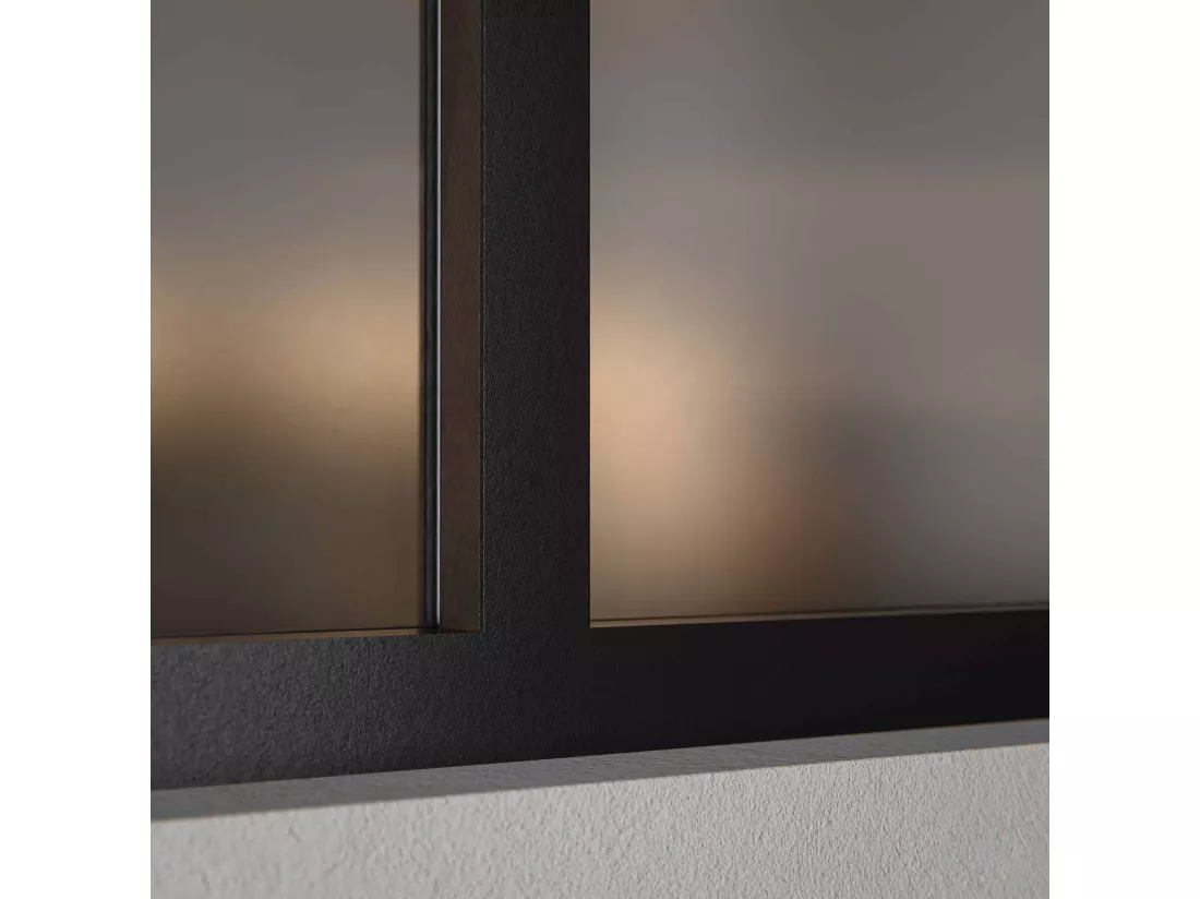 Verrière 4 Carreaux - En Kit - Noir Sablé - Verre Dépoli