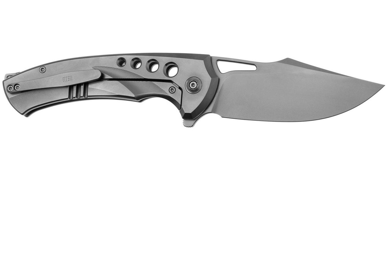 WE Knife Swiftfin WE23051-2 Polished Bead Blasted CPM 20CV, Polished Bead Blasted Titanium, Satin Holes zakmes