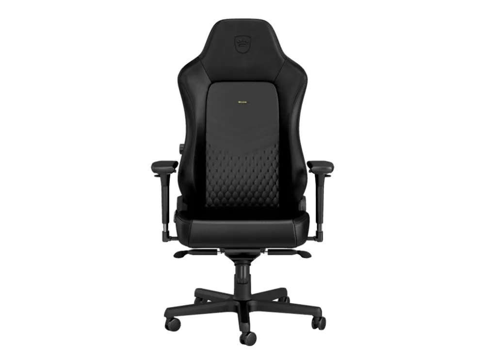 Noblechairs Hero - Stol - ergonomisk - armstøtter - T-formet - vippe - drejeled - aluminium, nylon, polyurethan, stål, memory foam, top-narv læder - sort
