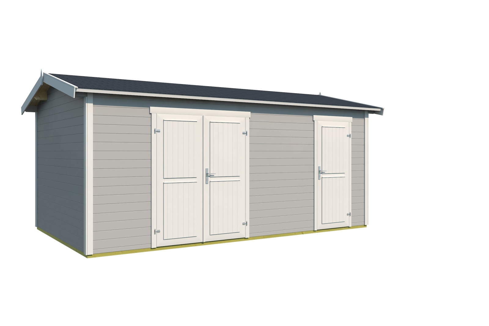 Gartenhaus TUVALU XL - lichtgrau - Fichte massiv - 500x300 cm