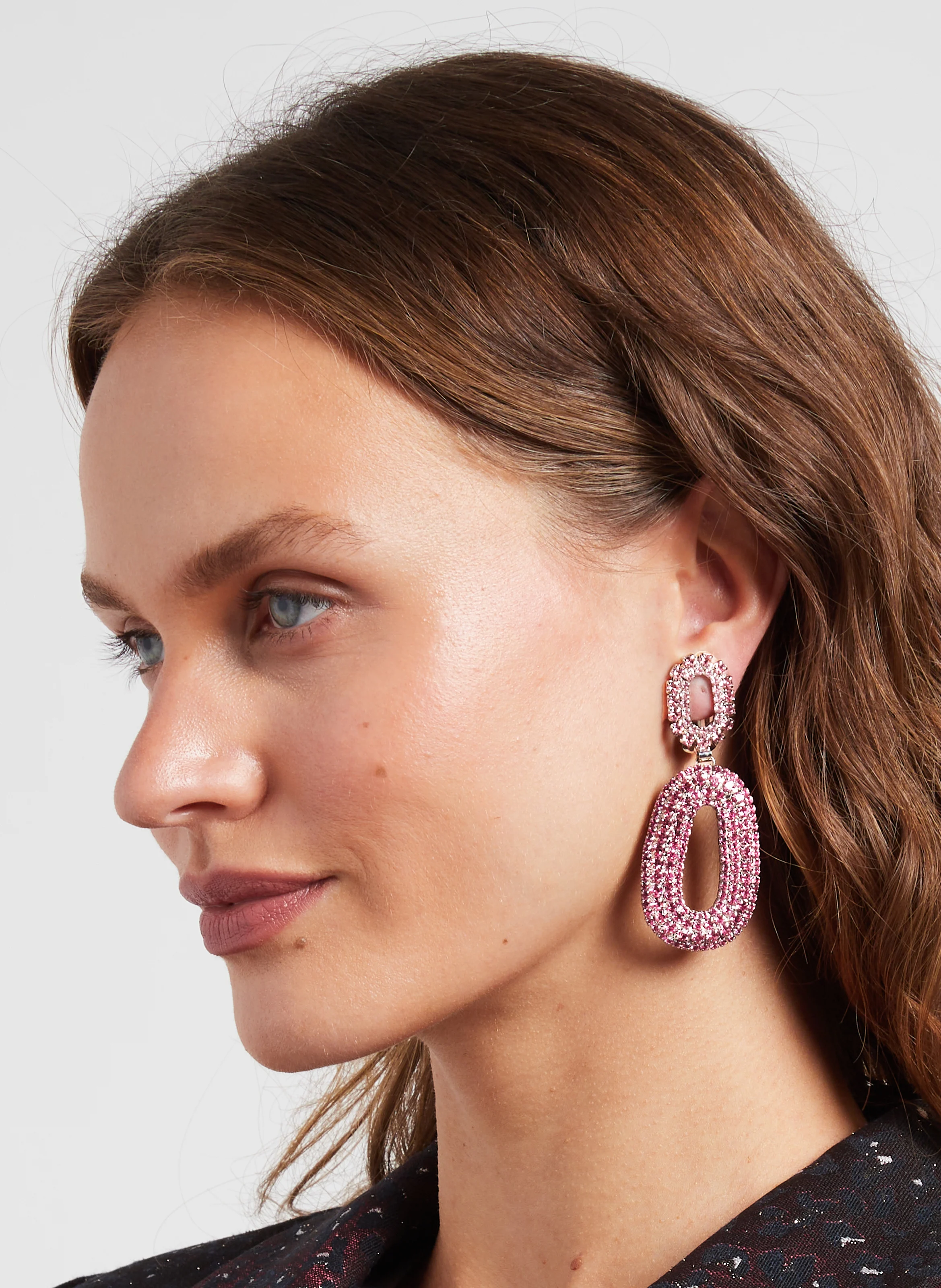 Boucles d'oreilles duo ovales à clips | Rose
