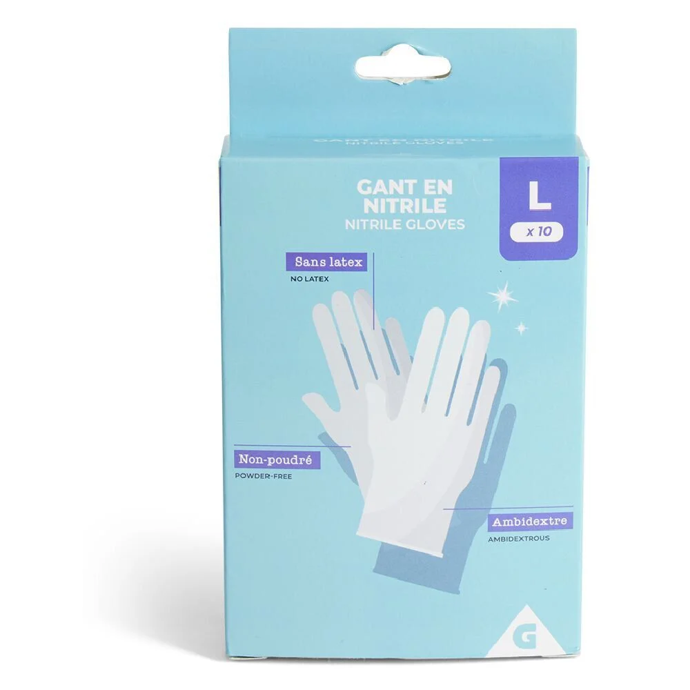 Gants en nitrile taille L x10 bleu