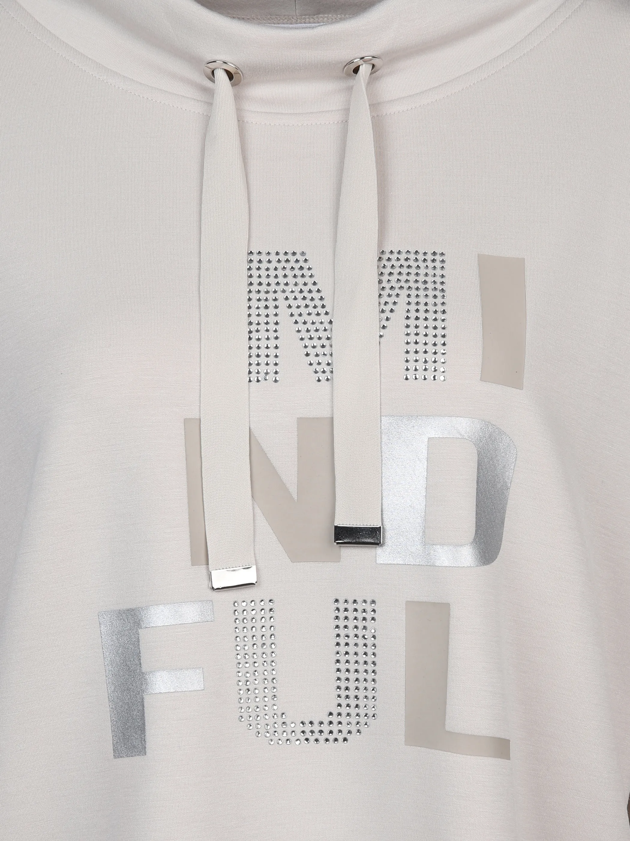Damen Sweatshirt mit Glitzerprint und Strassbesatz