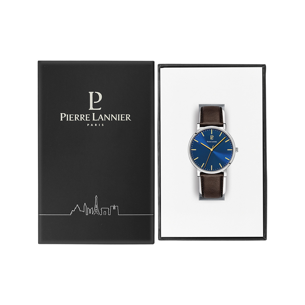 Montre PIERRE LANNIER essential homme bracelet cuir brun