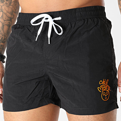 Short De Bain Toto Noir Orange Fluo