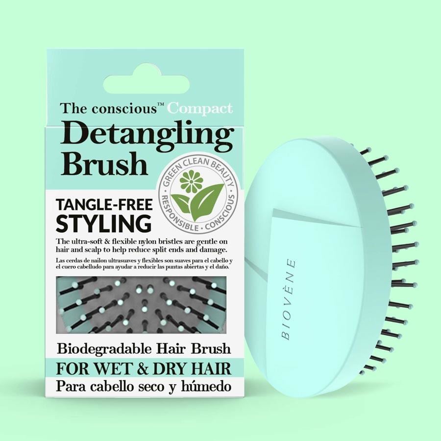 Biovène The Conscious™ Compact Detangling Brush Biodegradable Wet & Dry Brush Mint Green