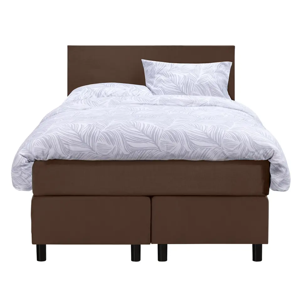 Boxspring Liv egaal - bruin - 120x200 cm - ronde poot