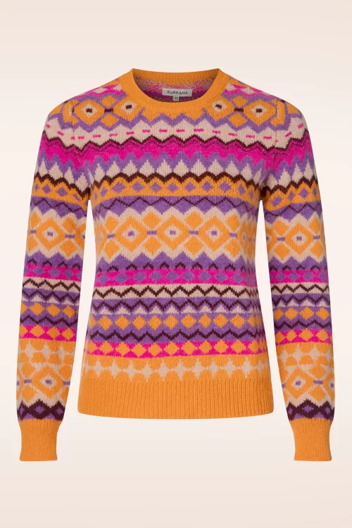 Surkana Jacqueline jacquard jumper in oranje en multi