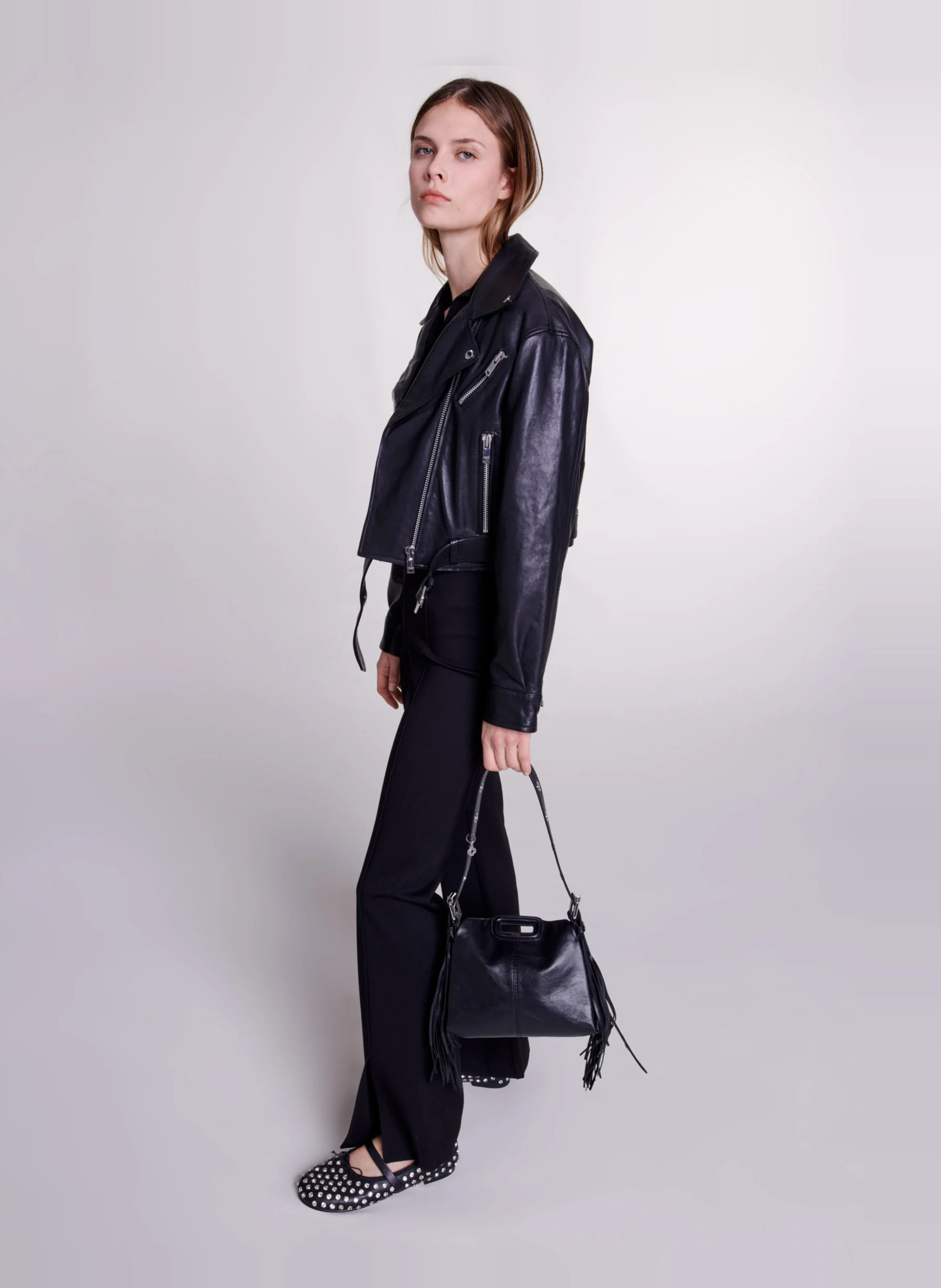 Pantalon fllare fendu | Noir