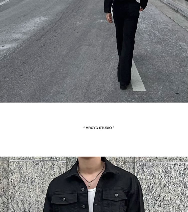 MRCYC - Cropped denim jack met reverskraag