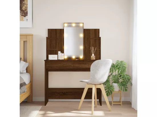 Coiffeuse avec lumières LED chêne marron 96x40x142 cm