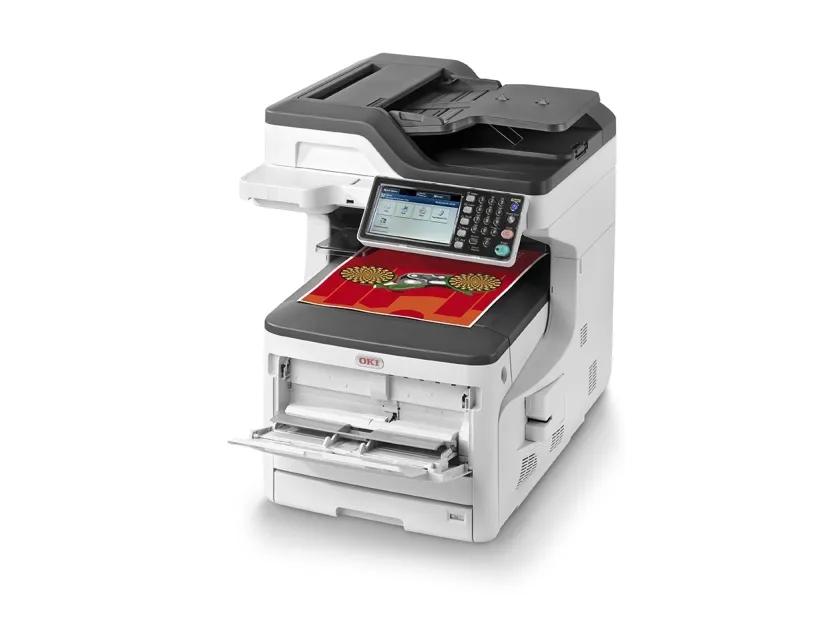 OKI MC853DN - Multifunktionsprinter - farve - LED - 297 x 431.8 mm (original) - A3 (medie) - op til 23 spm (kopiering) - op til 23 spm (udskriver) - 400 ark - 33.6 Kbps - USB 2.0, Gigabit LAN, USB vært