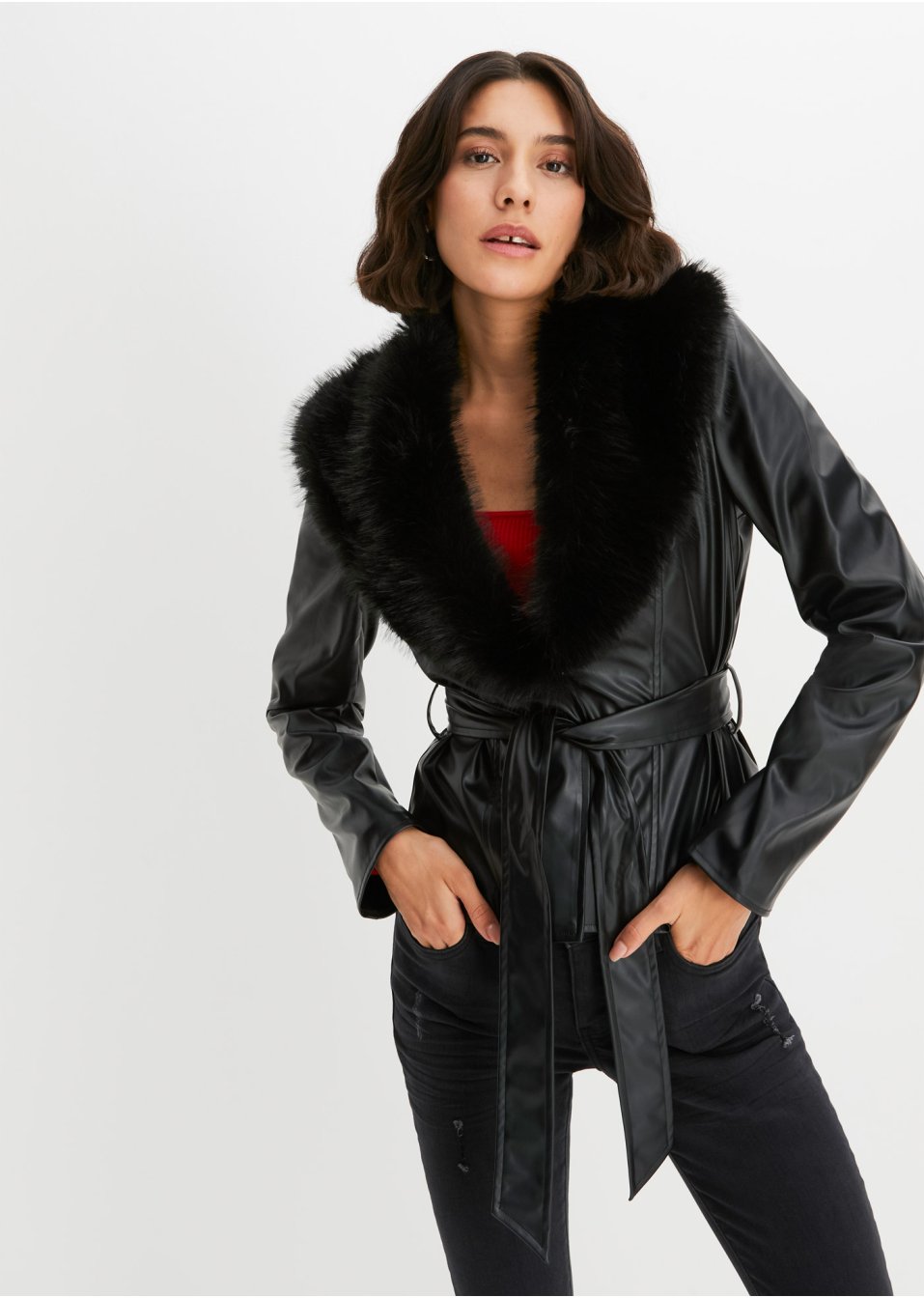 Veste avec col en synthétique