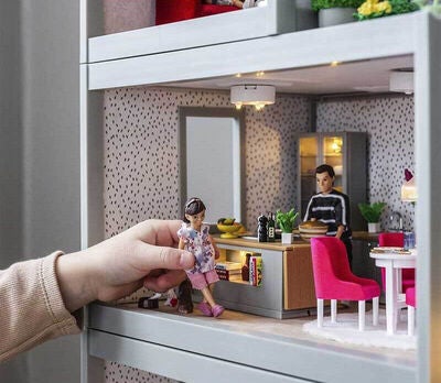 Lundby Dukkehustilbehør Spotlights og Gulvlampe, Beige/Hvit