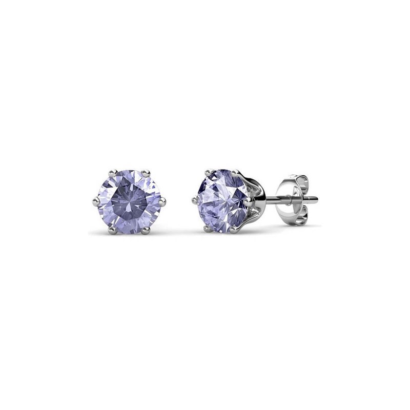 Boucles d'oreilles Birth Stone Juin - Argenté et Violet