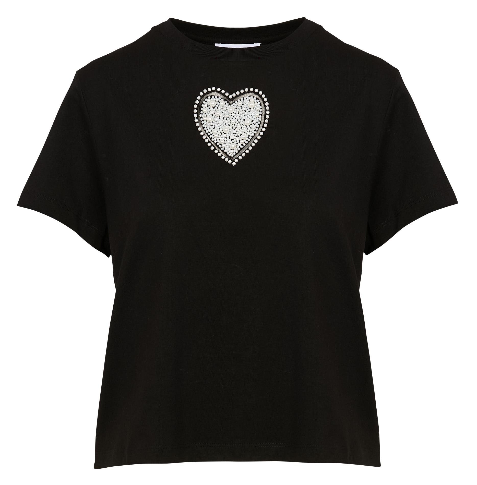 NINA - Tee-shirt col rond en coton | Noir