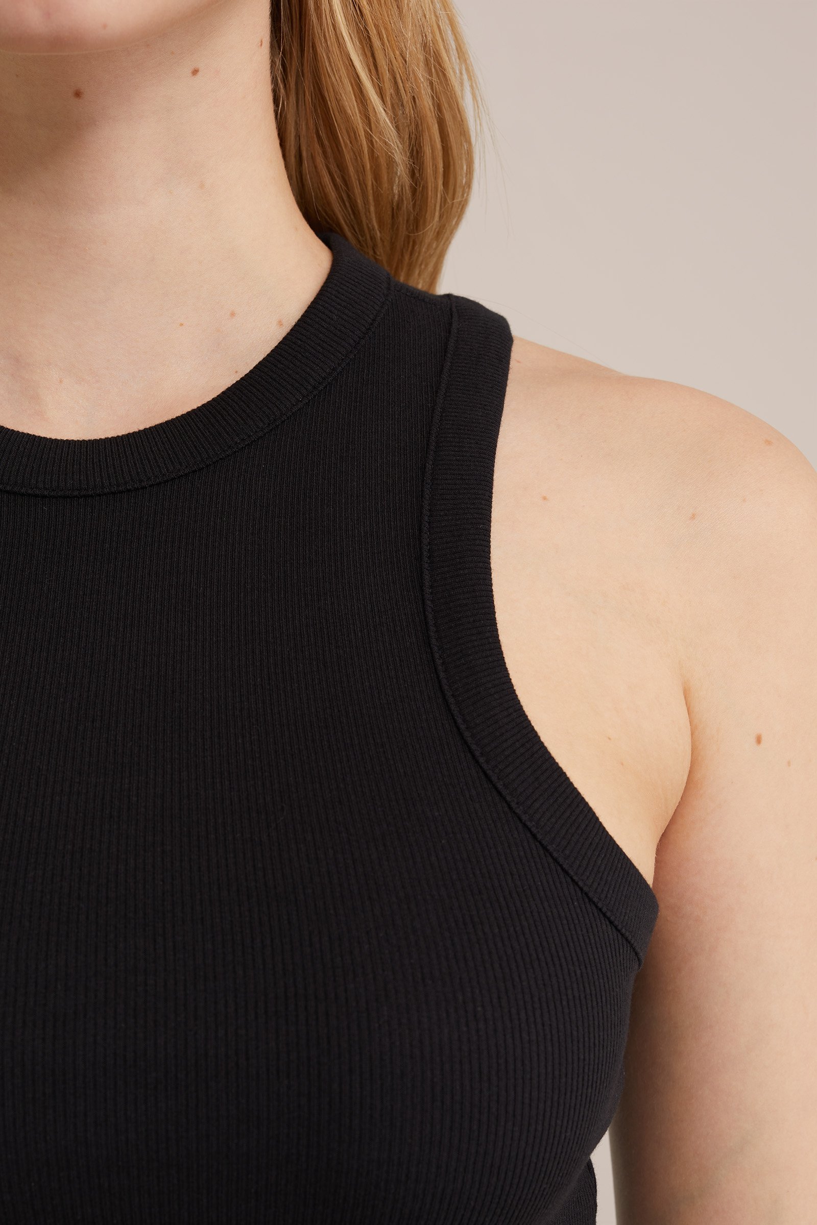 singlet van ribstof WE Fashion Zwart