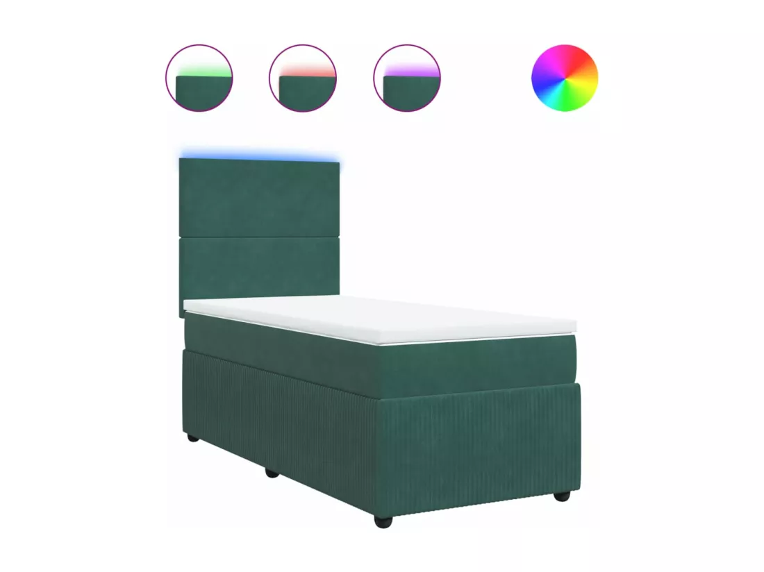 Sommier à lattes de lit avec matelas Vert foncé 90x190 cm