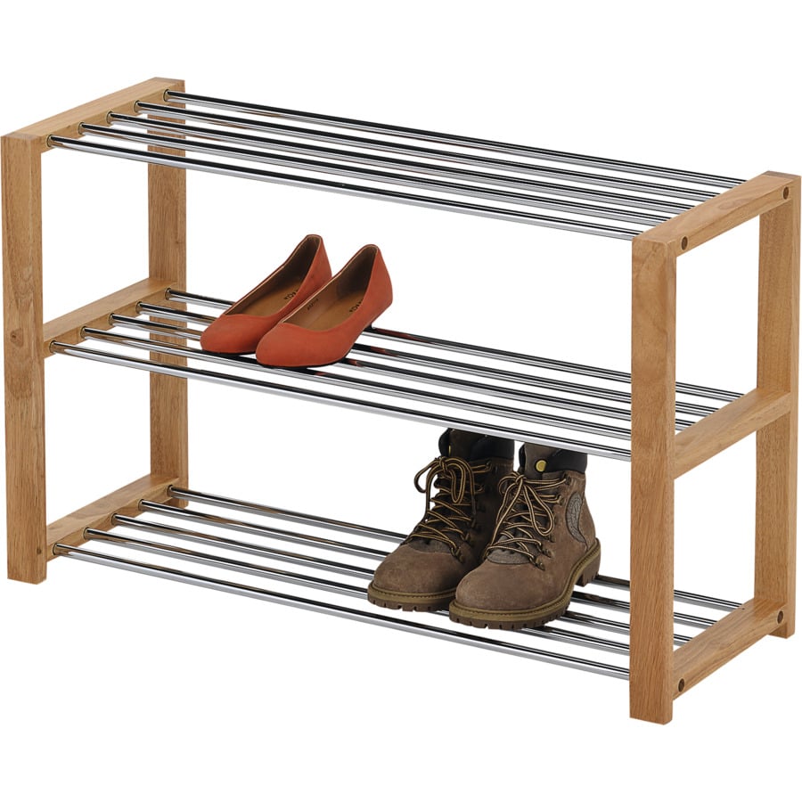 Schuhregal Rebecca Kiefer massiv schwarz Chromfarben 80 x 50 x 30 cm