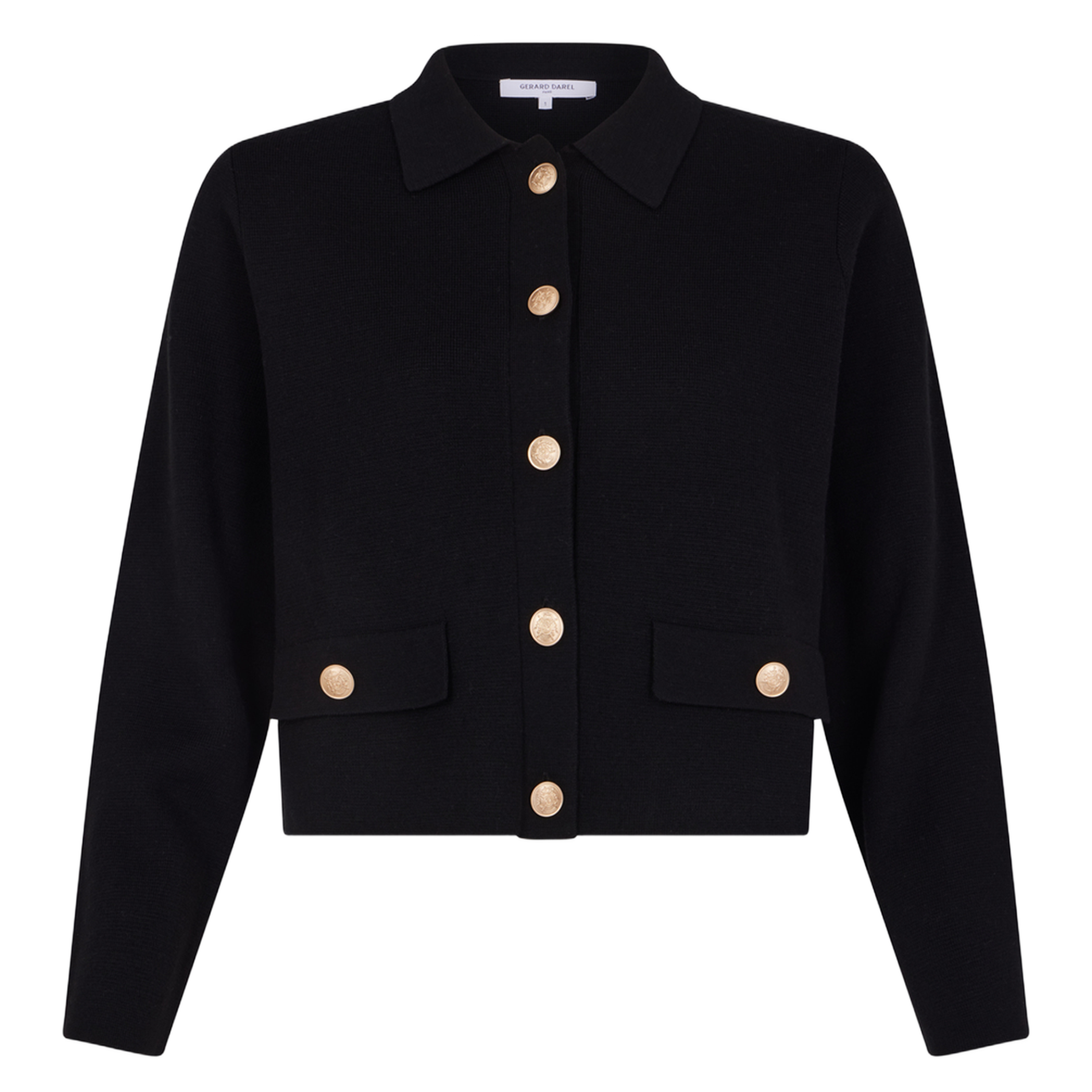 JULIE - Gilet col polo en laine mélangée | Noir