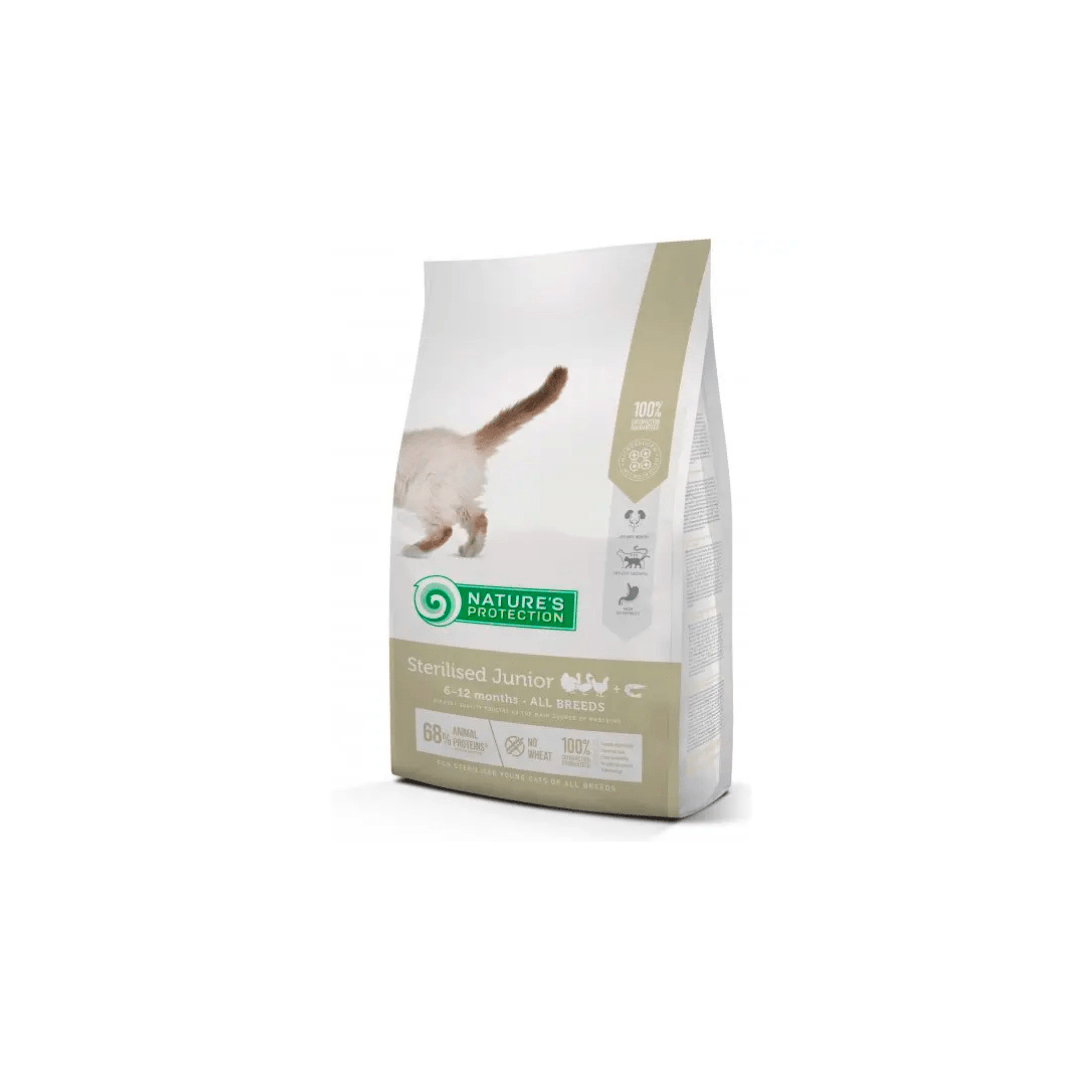 Ração esterilizada para gatos Nature's Protection Junior, 2 kg