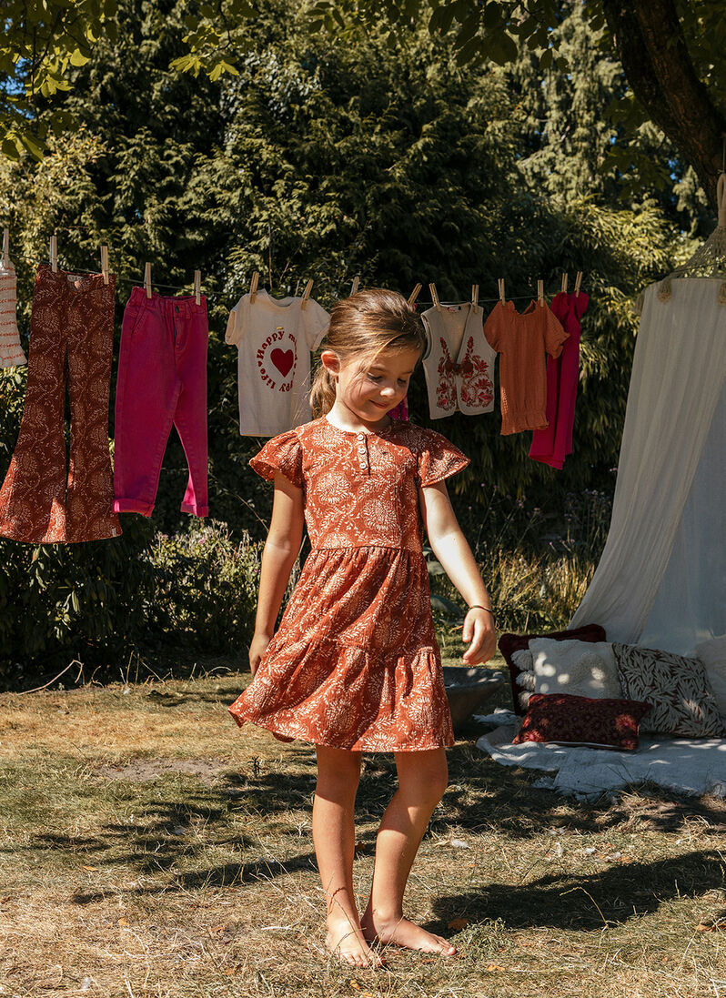 LOOXS bruine looxs mini jurk crinckle dress