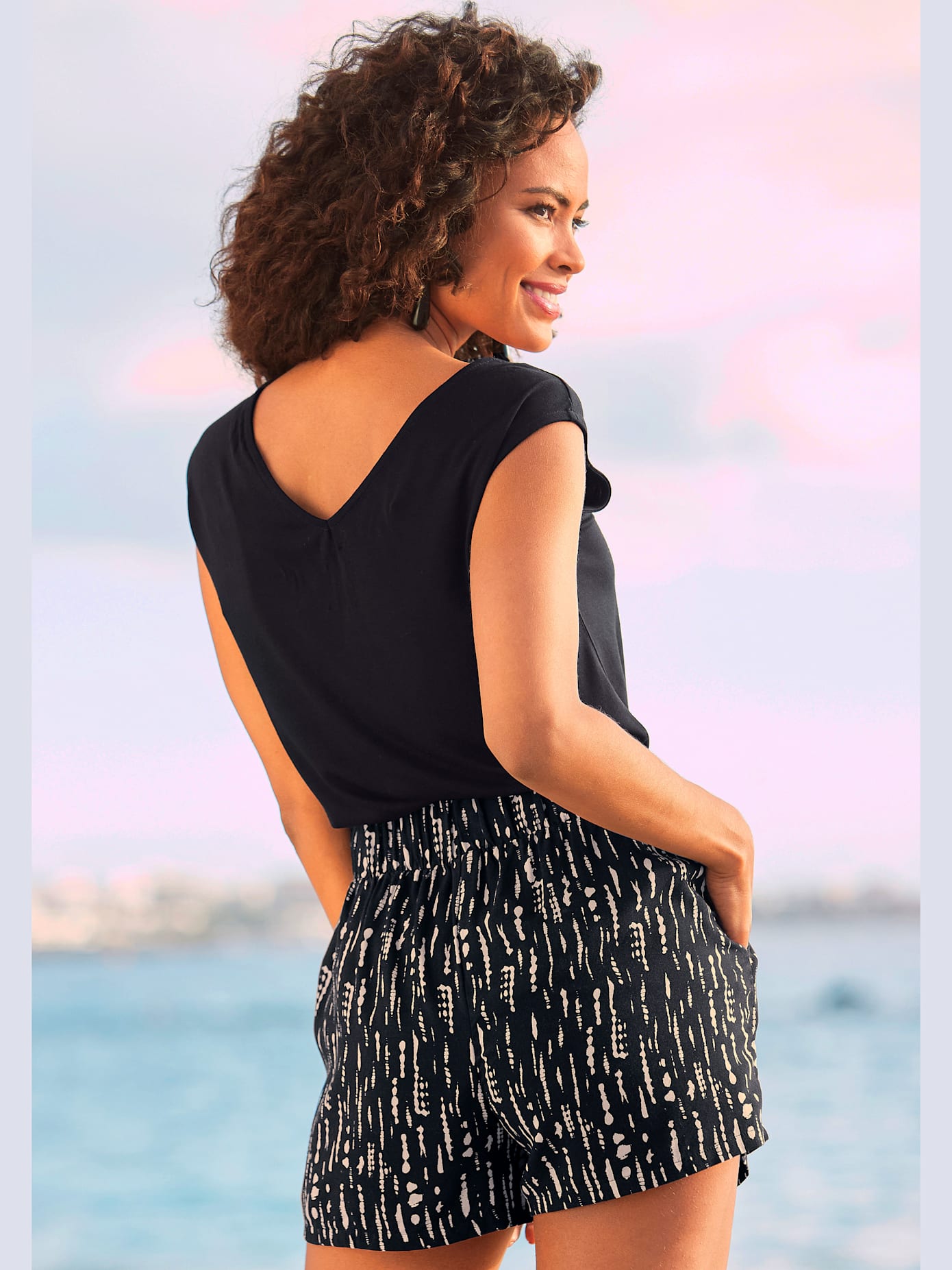 Short tissé ceinture élastique confortable