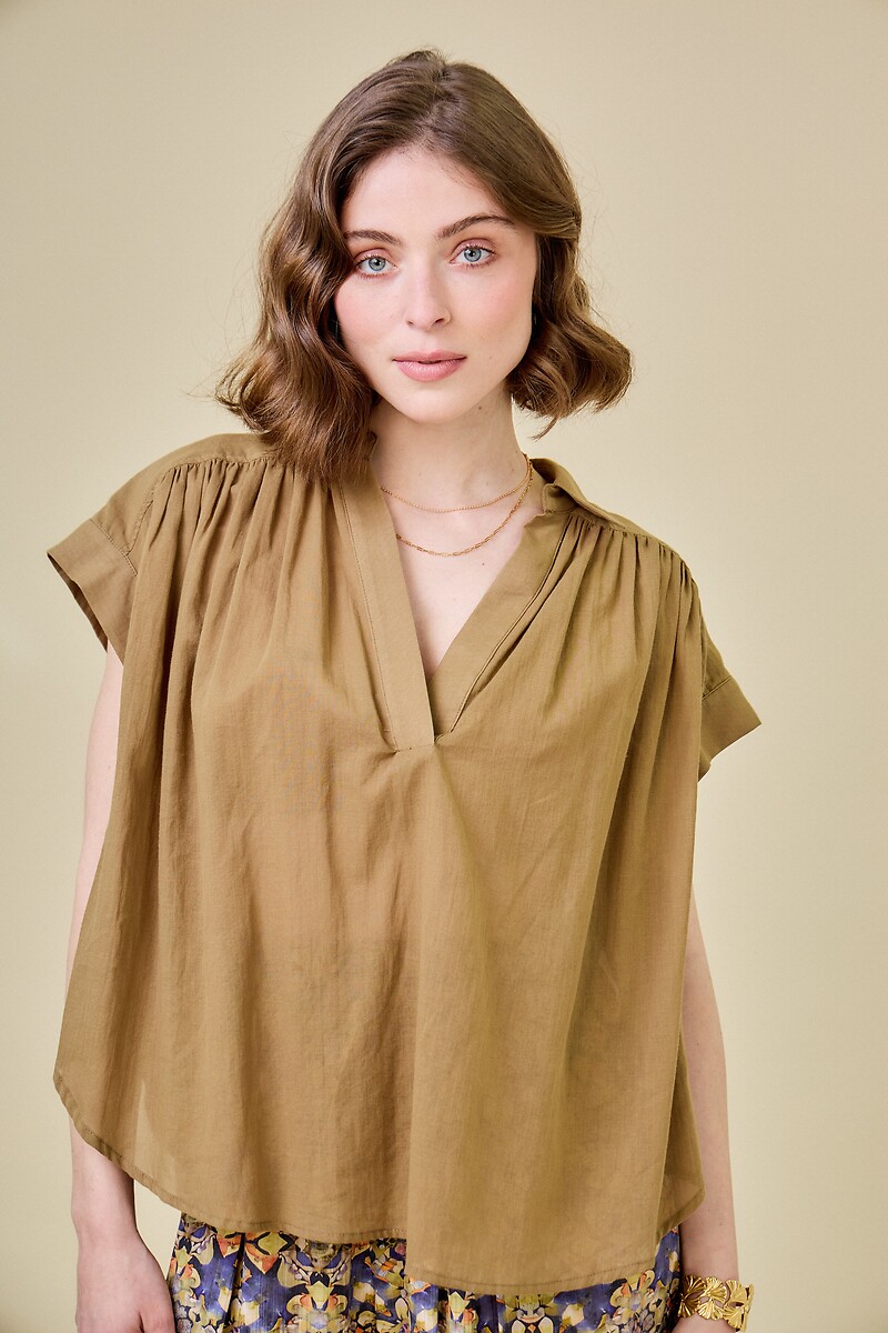 ATÉ BREVE<br>Blusa de manga curta com decote em V